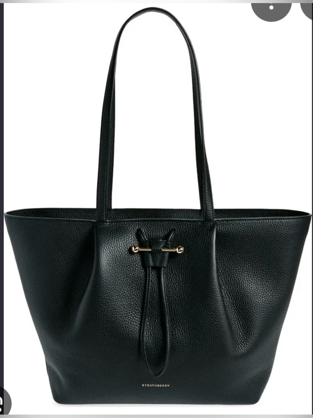 Strathberry Osette Black Pebbled Leather Shopper Tote